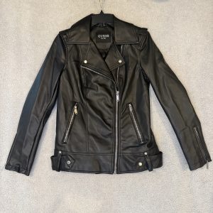 GUESS FAUX LEATHER JACKET BLACK S