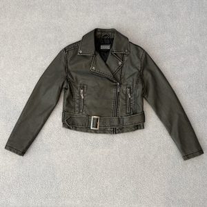 JOUJOU DISTRESSED FAUX LEATHER JACKET-MEDIUM