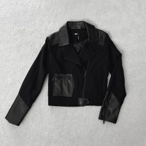DKNY MIXED MEDIA JACKET - BLACK - XS