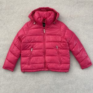 GUESS HIGH SHINE HOODED PUFFER COAT-LARGE