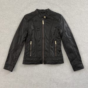 GUESS WOMENS QUILTED SHOULDER LEATHER JACKET XS