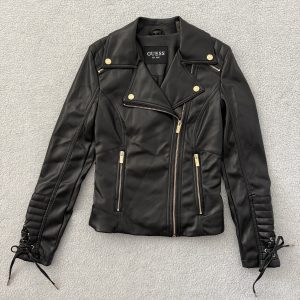 GUESS WOMENS FAUX LEATHER ASYMMETRICAL JACKET XS